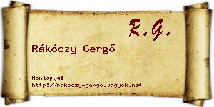 Rákóczy Gergő névjegykártya